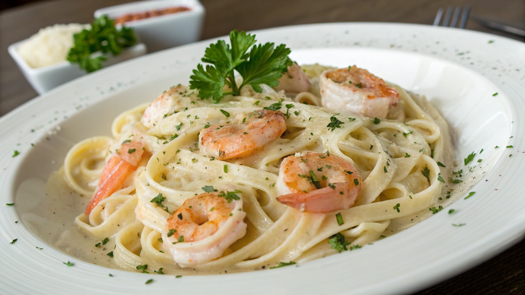 Pâtes Alfredo aux crevettes