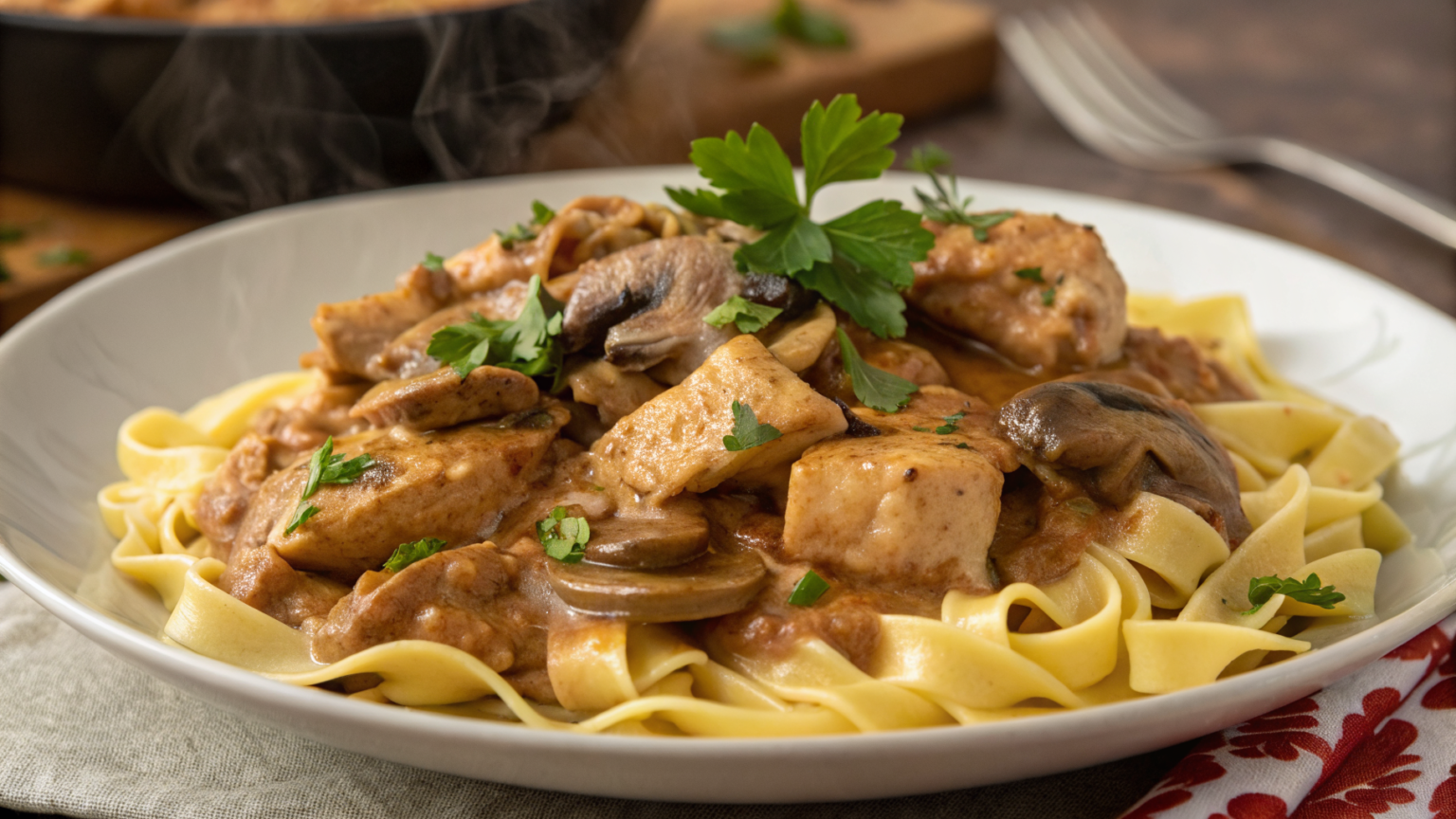 Stroganoff de Poulet aux Champignons