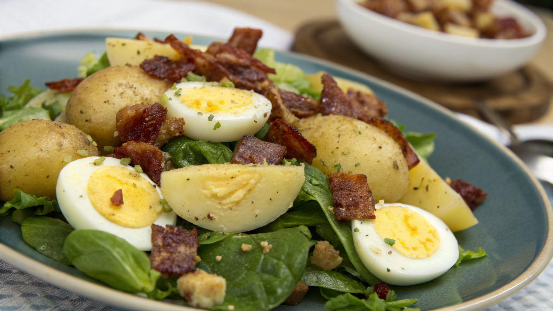 Salade pomme de terre lardons œufs